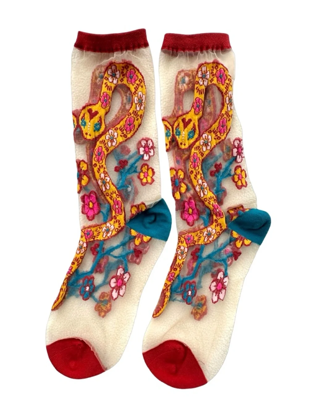 SOCK CANDY Women’s Multicolor Sheer Socks ONE SIZE Year of the Snake